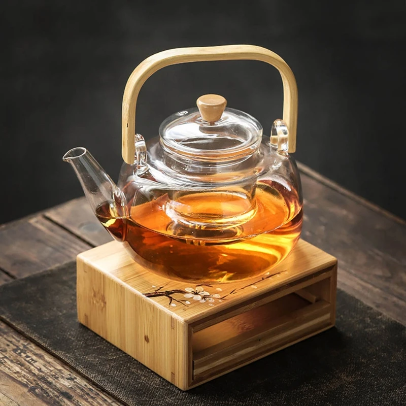 

Bamboo Teapot Warmer Holders Base Tea Warmer Insulation Base Tea Coffee Water Warmer Heating Base Holder Dropship