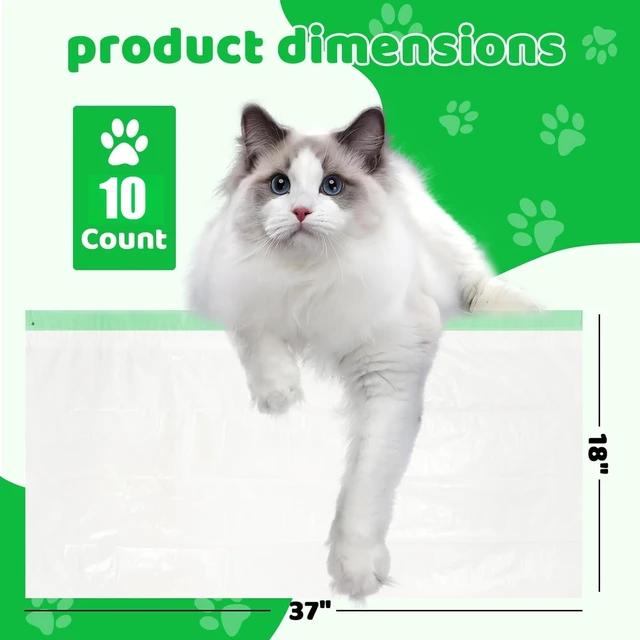 Heavy Duty Extra Thick Litter Pan Liners,Jumbo Drawstring Cat Litter Bags,Large Litter Box Liners 37x18inch 1/2/5 Rolls 4