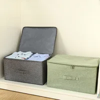 Cotton and Linen Storage Box Zipper Storage and Organization Box Fabric Covered Storage Box Folding and Sealing Box Underwear St 1