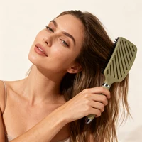 Peigne démêlant en poils de sanglier, brosse à cheveux ajourée, antistatique, Massage du cuir chevelu, outils de coiffure pour Salon de coiffure, cadeau, 1 pièce 6