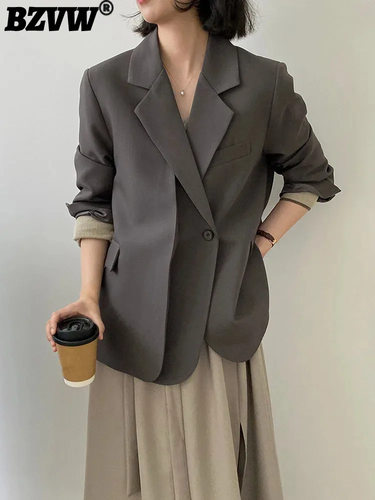 

BZVW Premium Silhouette Double Breasted Blazers For Womem 2023 Spring Autumn New Versatile Vintage Designer Suit Jacket 25X3528