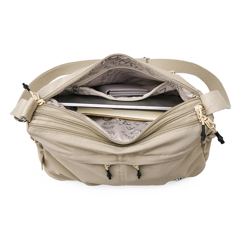 Women's Large-Capacity Shoulder Bag with Three Pockets: Multi-Pocket Nylon Tote—The Perfect Choice for Moms' Shopping Trips - 5