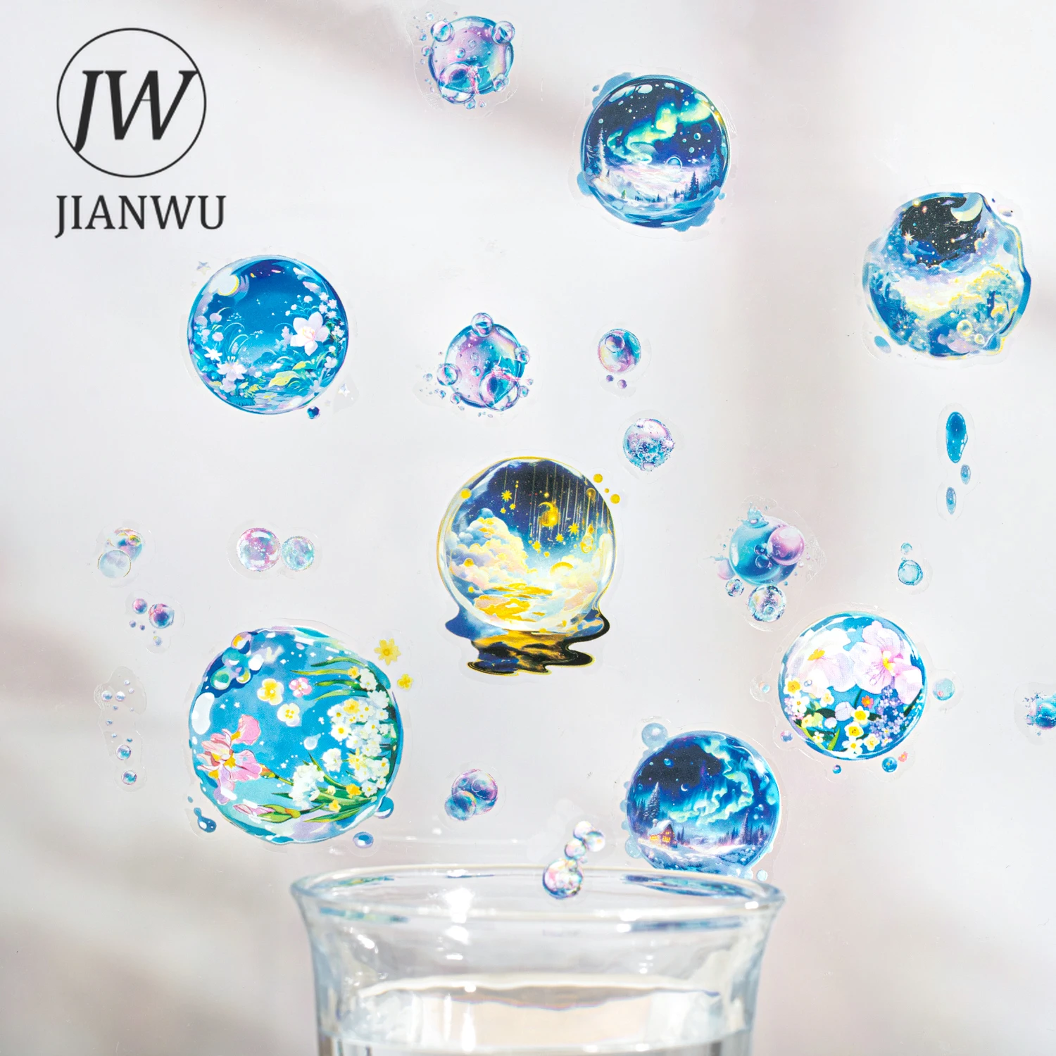 JIANWU 50mm*200cm 버블 시리즈 꿈의 꽃 성 풍경 소재 콜라주 PET 테이프 창의적인 저널 문구