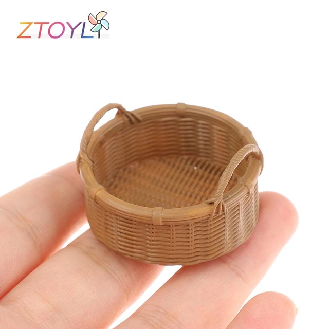 1:12 Dollhouse Simulation Miniature Resin Fruit Bread Food Basket Storage  Basket Model Toys - AliExpress