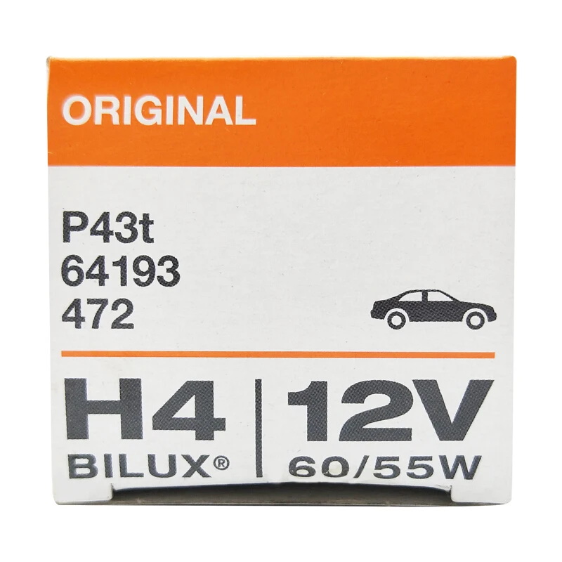 OSRAM 2pcs H4 12V 60/55W 3200K 64193 P43t Original Line Spare Parts Headlight Car Standard Halogen High Low Beam Germany, Pair 4