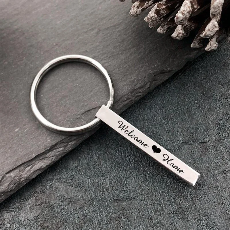 Engraved Name 3 Colors Customized Tel Number Stainless Steel Keychain Personalized DIY Gifts Anti-lost Key Ring Dog Tag personalized customized keychain for car logo plate phone number personalized gift anti lost keyring key chain ring gifts