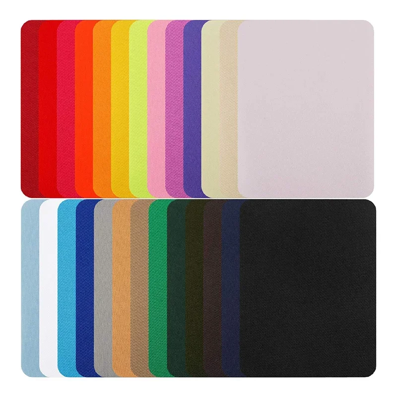Set of 4 Multi-Colored Iron-On Fabric Patches for Clothing Repair and Decoration