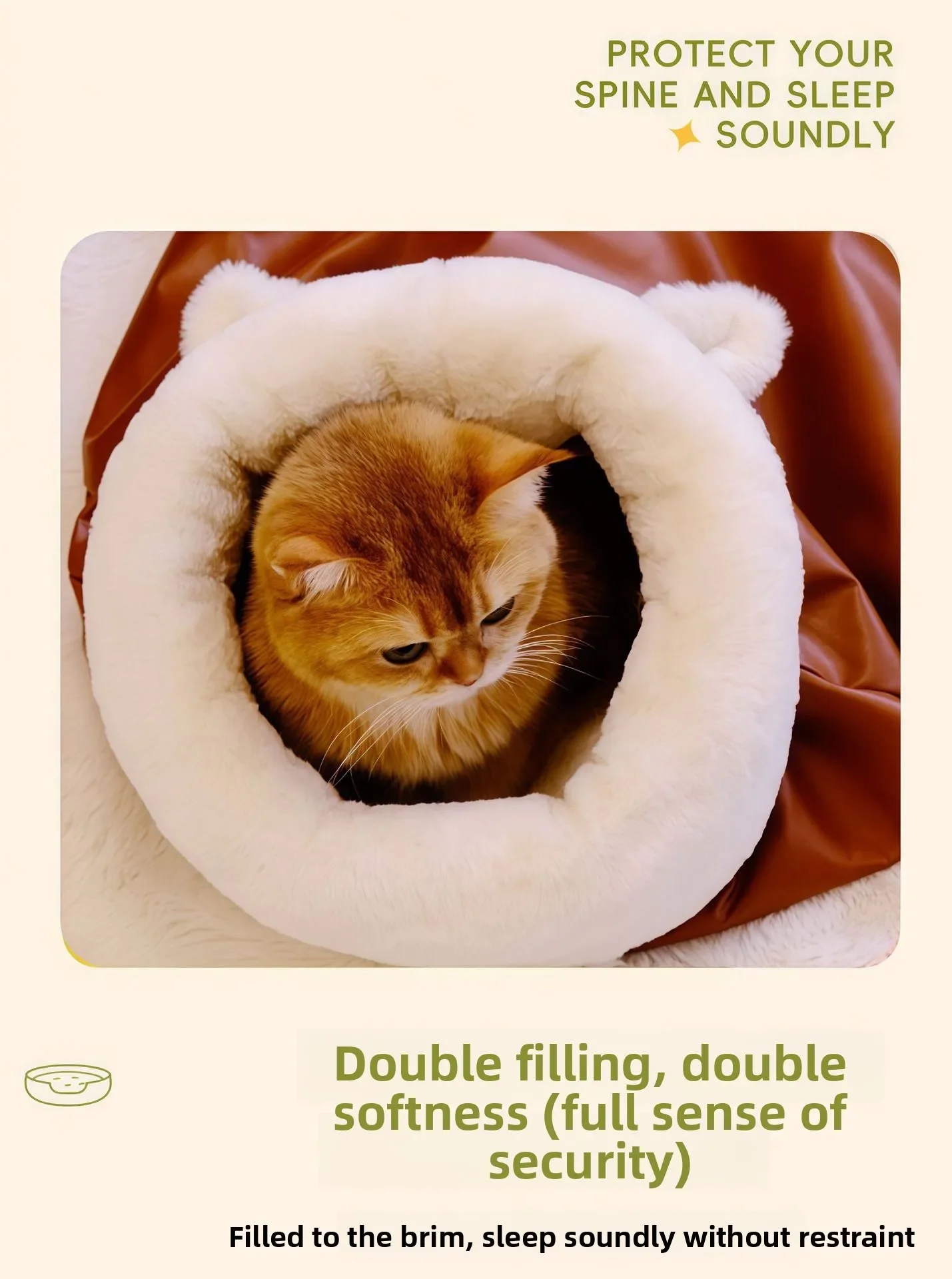 Katzennest, Wintertechnologie, Ledertuch, Katzennest, Plüsch, warmer Schlafsack, Bettwäsche, leicht zu reinigen, Winter, warmes Hundest, Heimtierbedarf – Detail 4