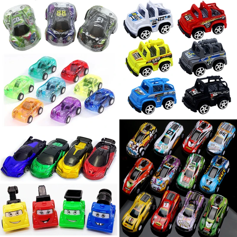 5pcs/lot Pull Back Mini Cartoon Toy Car Model Vehicle Racing Truck Helicopter Inertial Simulated Sports Cars Kids Birthday Gifts