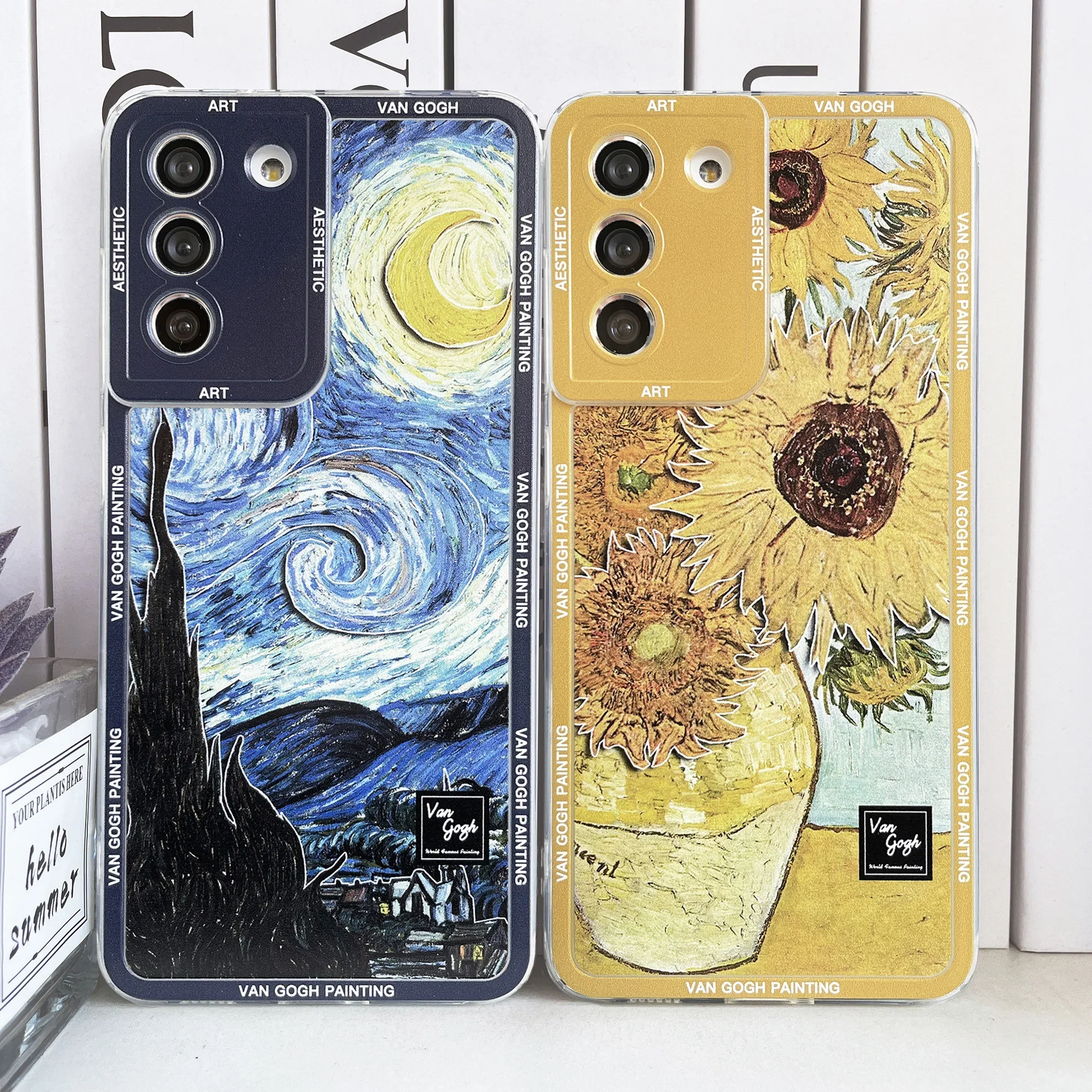 Custodia Van Gogh Art Per Samsung Galaxy S20 Plus S21 Fe S22 S23 Ultra A53 A52 A54 S24 Girasoli La Copertura Estetica Della Notte Stellata