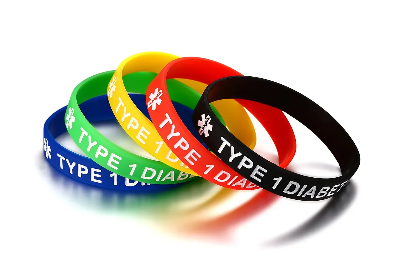 Silicone Bracelet For Men Women Kids 5pcs/Set 5 Color/Sets Blood Thinner Type 1 Diabetes Jewelry