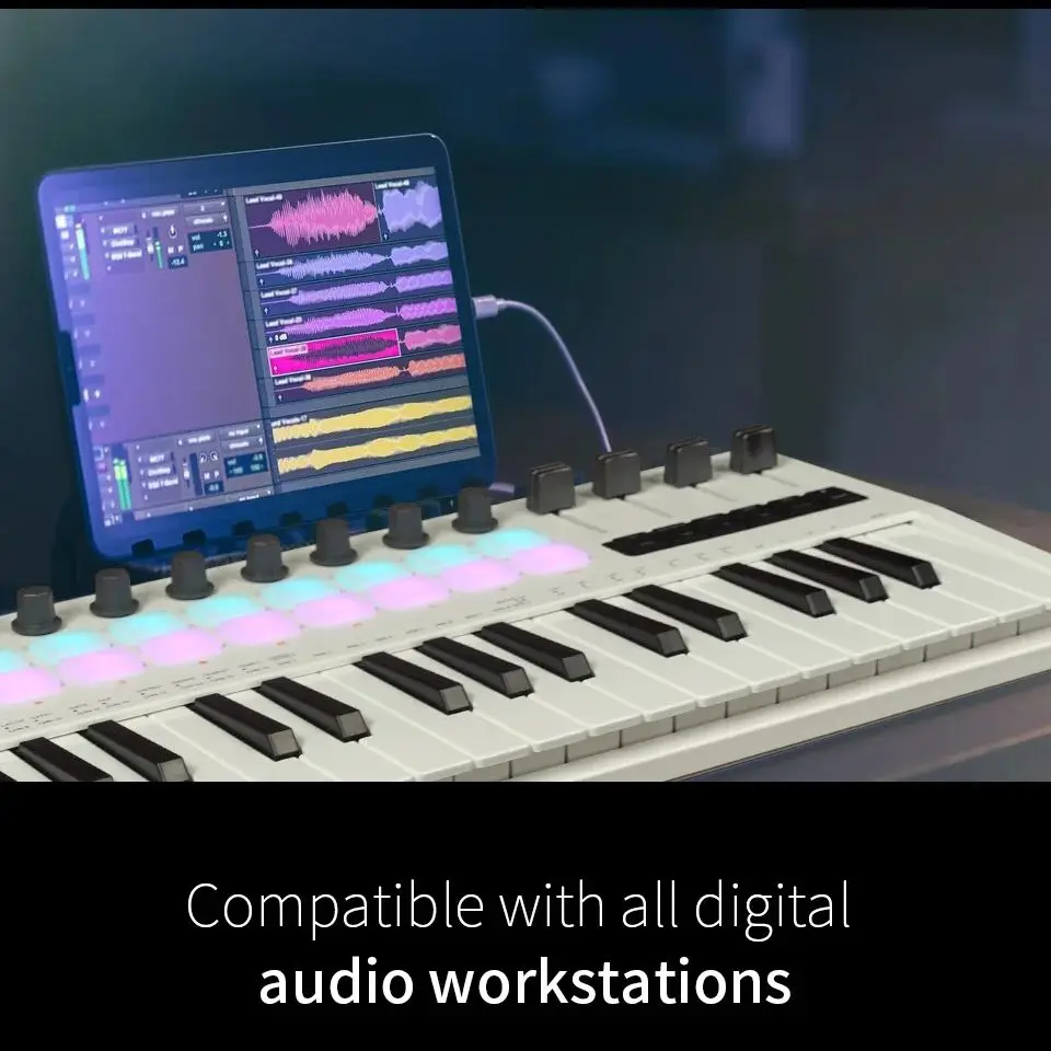 ワイヤレス MIDIキーボード M-Vave SMK25 【新品未使用】 M-VAVE MIDIキーボードMIDIコントローラーポータブル配置キーボードRGB