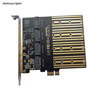 PCIE to M2 Adapter PCI Express X1 3.0 4 Port B Key M.2 NGFF SATA SSD Adapter PCI-E M.2 Adapter Expansion Card Riser