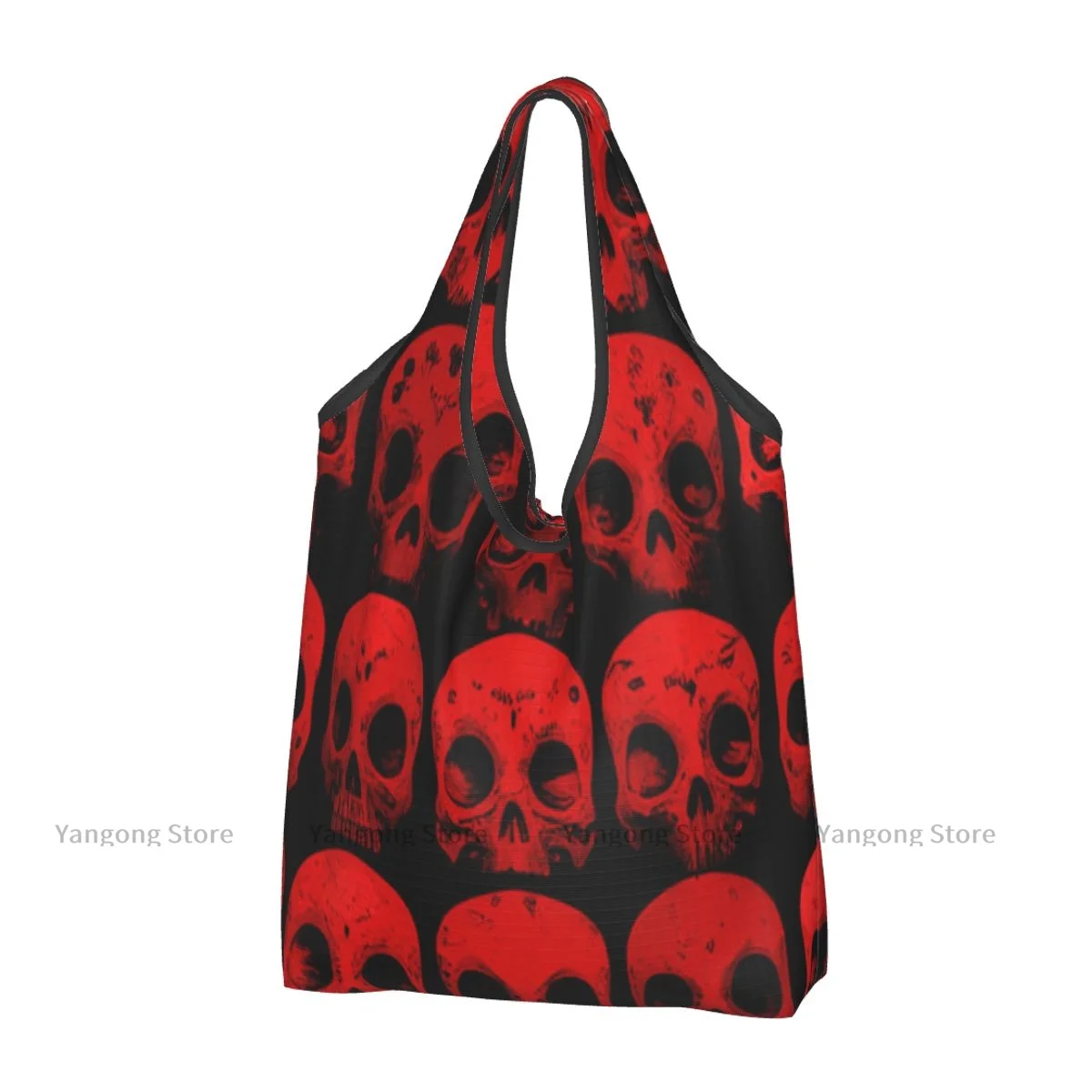 

Shopping Bag Abstract Human Skulls Scary Pattern Eco-friendly Folding Reusable Portable Shoulder Handbag for Travel Grocery Bag