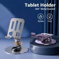 360-degree metal rotating mobile phone and tablet stand - non-slip, foldable, adjustable, portable phone stand
