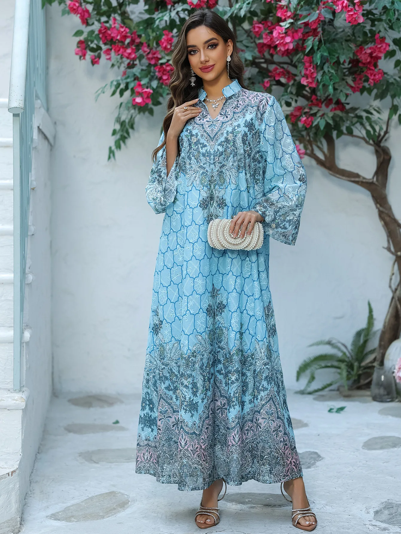 Kaftan Aliexpress Vestidos Largos Eid Embroidery Women Dress Abaya