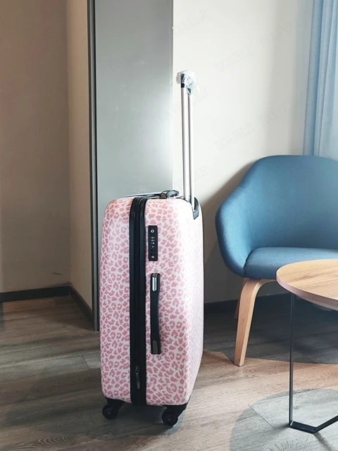 New 20/24 Inch Travel Suitcase On Wheels Women Pink Leopard Print Rolling  Luggage Abs+pc Lightweight Luggage Ock Trolley Case - Rolling Luggage -  AliExpress