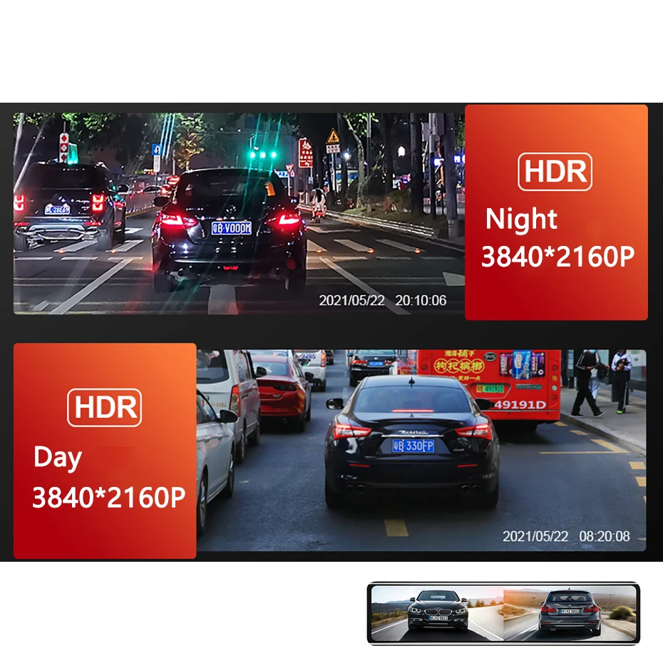 Car Dash Cam Car DVR Rear View Mirror Recorder 4K Video 12 Inch Dash Cam WIFI GPS Track Sony IMX415 Ultra HD 3840*2160P Camera for Phone App