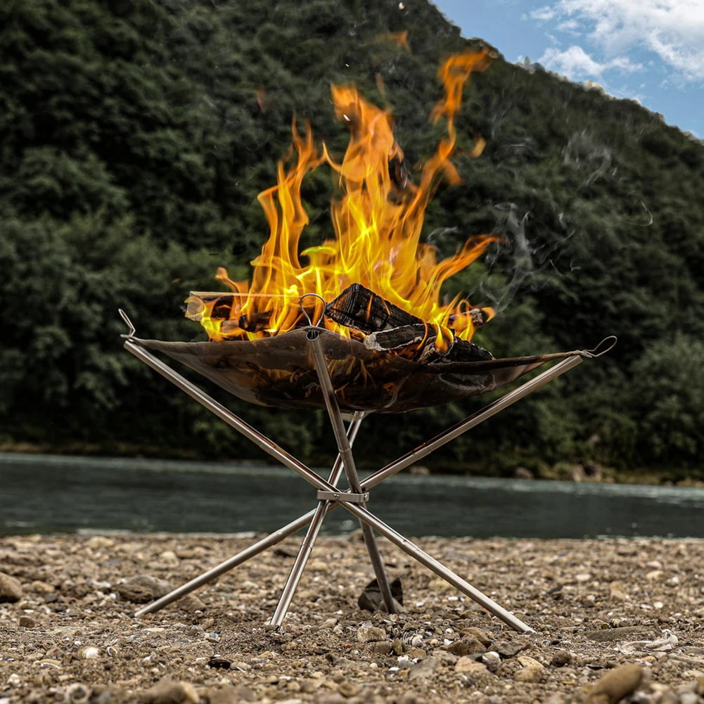 Bonfire-Campfire-Pit-Camping-Wood-Stove-Stand-Frame-Fire-Rack-Stainless ...