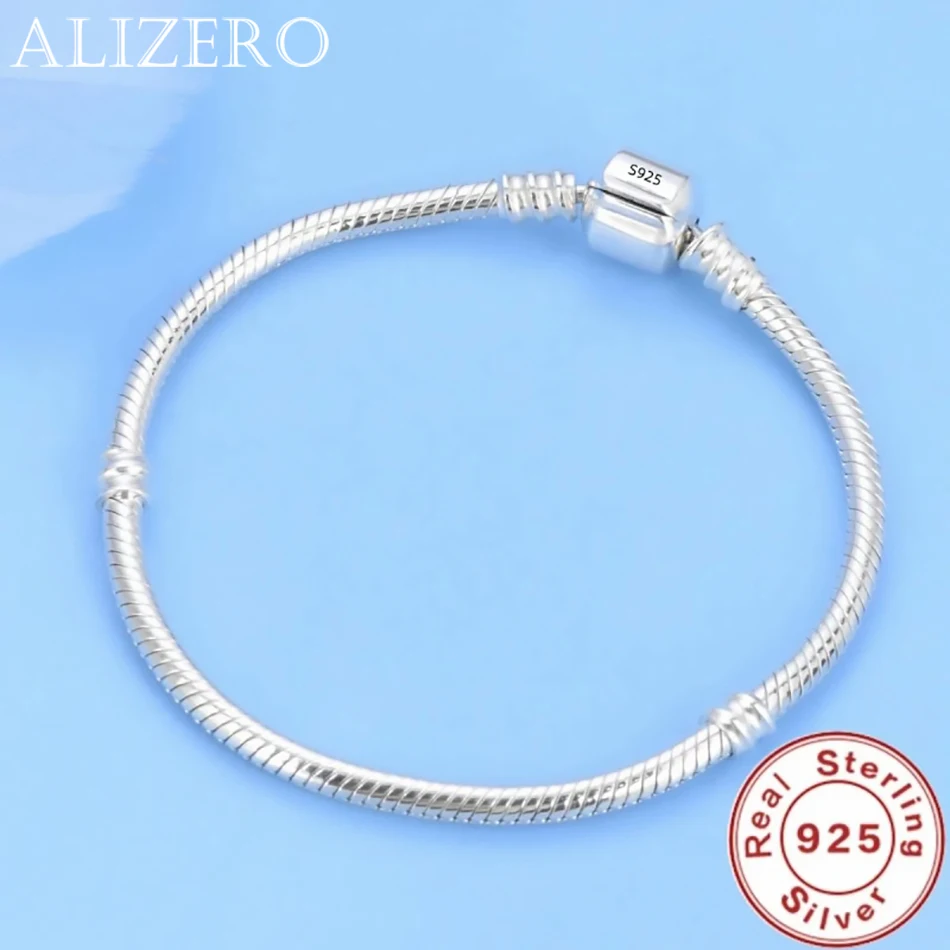 925 Sterling Silver Bracelet for Women DIY Charms Beads Snake Link Chain Classic Wrist Jewelry Famous Brand Original Certified