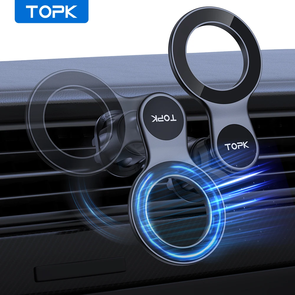 TOPK for MagSafe Car Phone Holder,Magnetic Car Phone Mount,Hands Free Air Vent Phone Holder Car Clip for iPhone Mag Safe Case