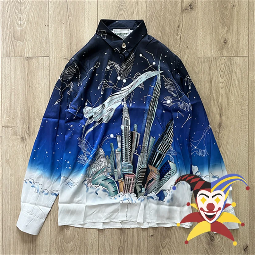 

Long Sleeve Casablanca Shirt Men Women Hawaii Beach Hawaiian Top Silk Shirts