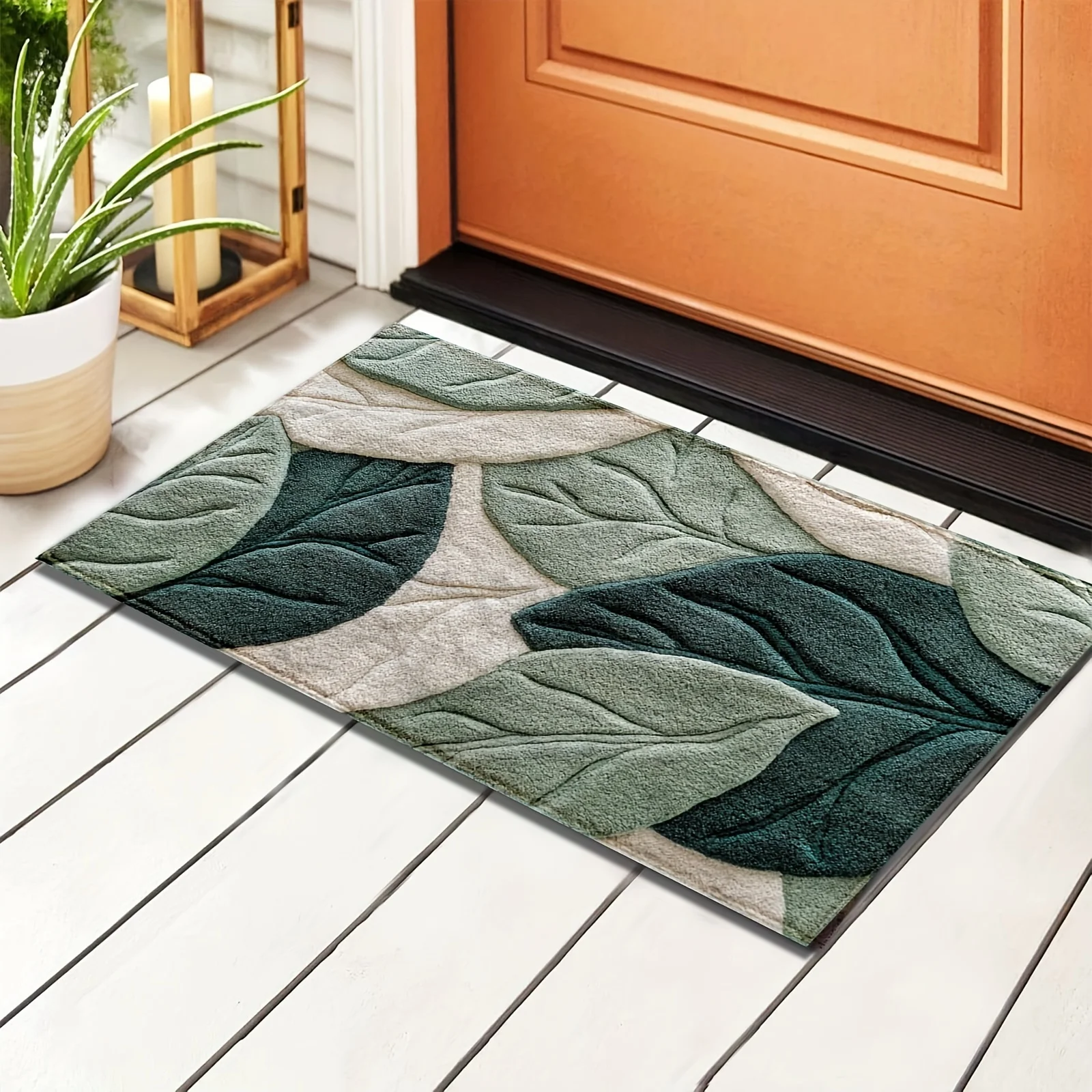 Polyester Floral Crystal Velvet Doormat, Soft Faux Lambswool Entrance Rug, Heavy-Duty Stain-Resistant Carpet for Home Hallway