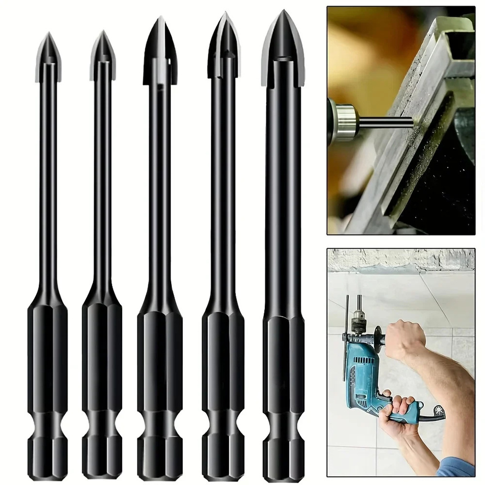 5pc efficient Universal Drilling Tools Multi-Functional Hexagonal Handle Triangular Drill Bit Motorcycle Hole Opener Power Tools
