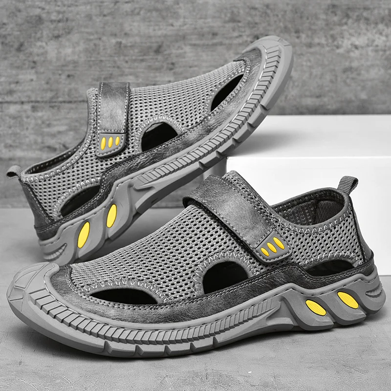 Mens Hiking Sandals Outdoor Sports Summer Shoes Low Heel Sliders Sandals Summer Men's Beach Shoes_voghion.com