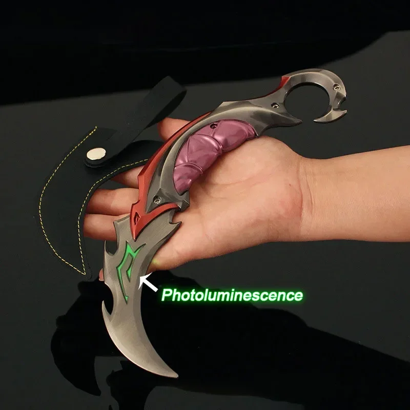 thumbnail image 1 of Serie de armas cuerpo a cuerpo Valorant de 22 cm, modelo de metal Reaver EP 5 Karambit, réplica de espada, juego 1:1, arma, cuchillo, juguetes, adornos, 1 of 5