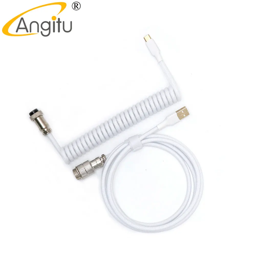 

Angitu Handmake Custom Mechanical Keyboard Coiled Type C Cable Reversed Z Shape GX16 Aviaion Coil USB-Type C Data Cable