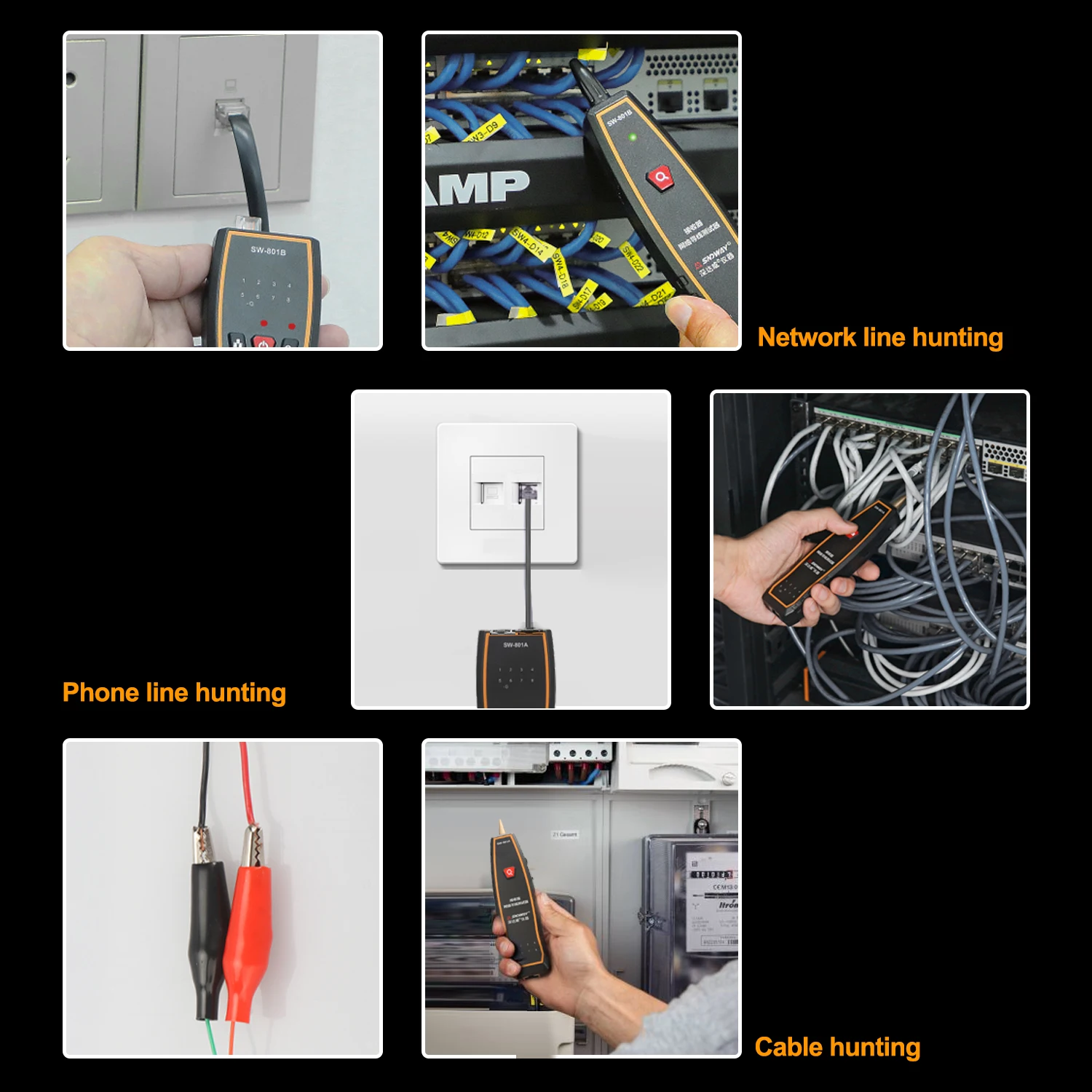 SNDWAY Wire Tracker RJ45 Cable Tracker RJ11 Network Wire Checker