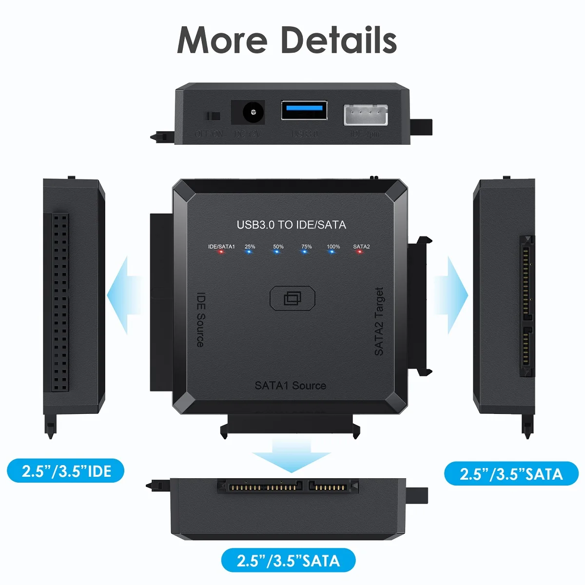 USB 3.0 to SATA IDE   3 in 1 USB3.0 IDE SATA ȯ ̺, PC Ʈ 2.5 3.5 HDD ϵ ũ ̹ 