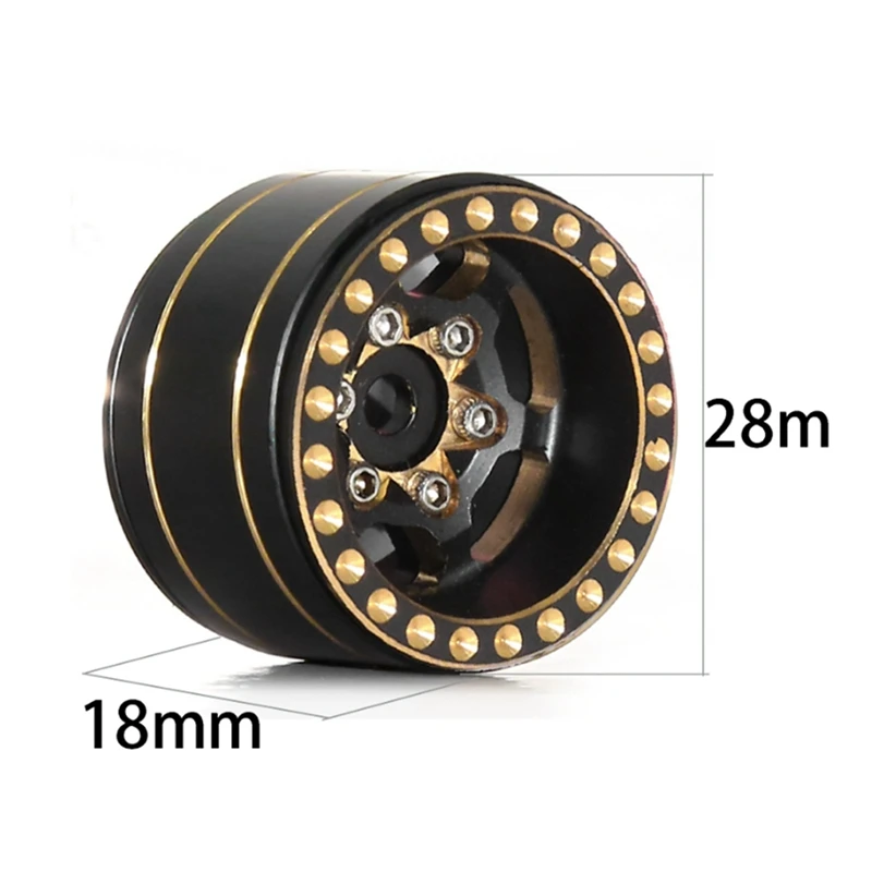 4Pcs 1.0 Plus Brass Beadlock Wheel Rims Wheels For 1/18 TRX4M SCX24 FCX24 RC Car Upgrade Parts-HDL