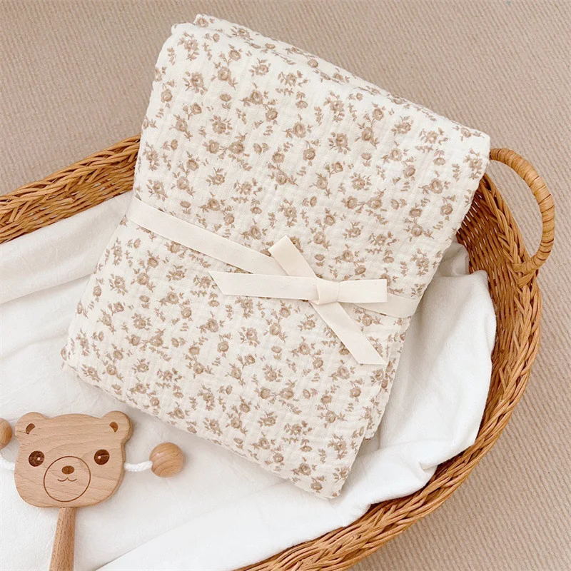 Vintage Floral Baby Muslin Blanket Crib Blanket-Camellia