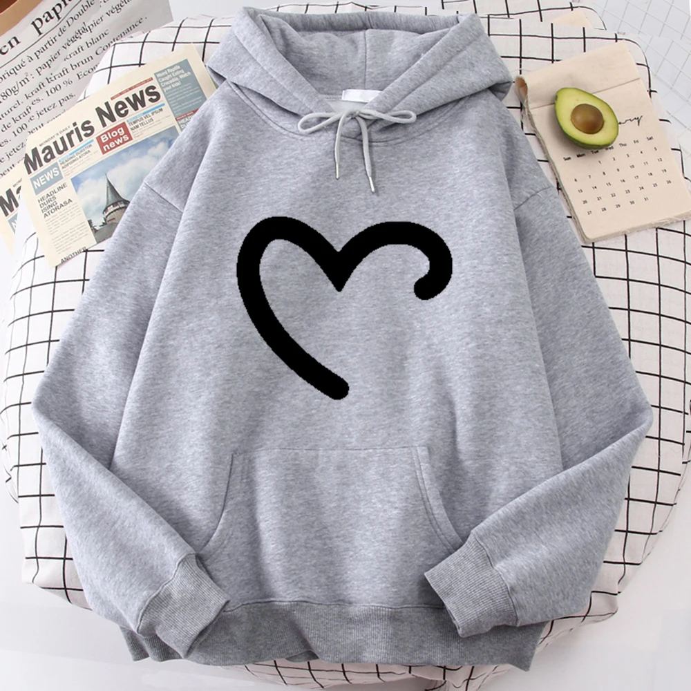 

Толстовка мужская с принтом Love Heart, черная уличная одежда свободного покроя в Корейском стиле, с длинным рукавом, в стиле панк, Харадзюку