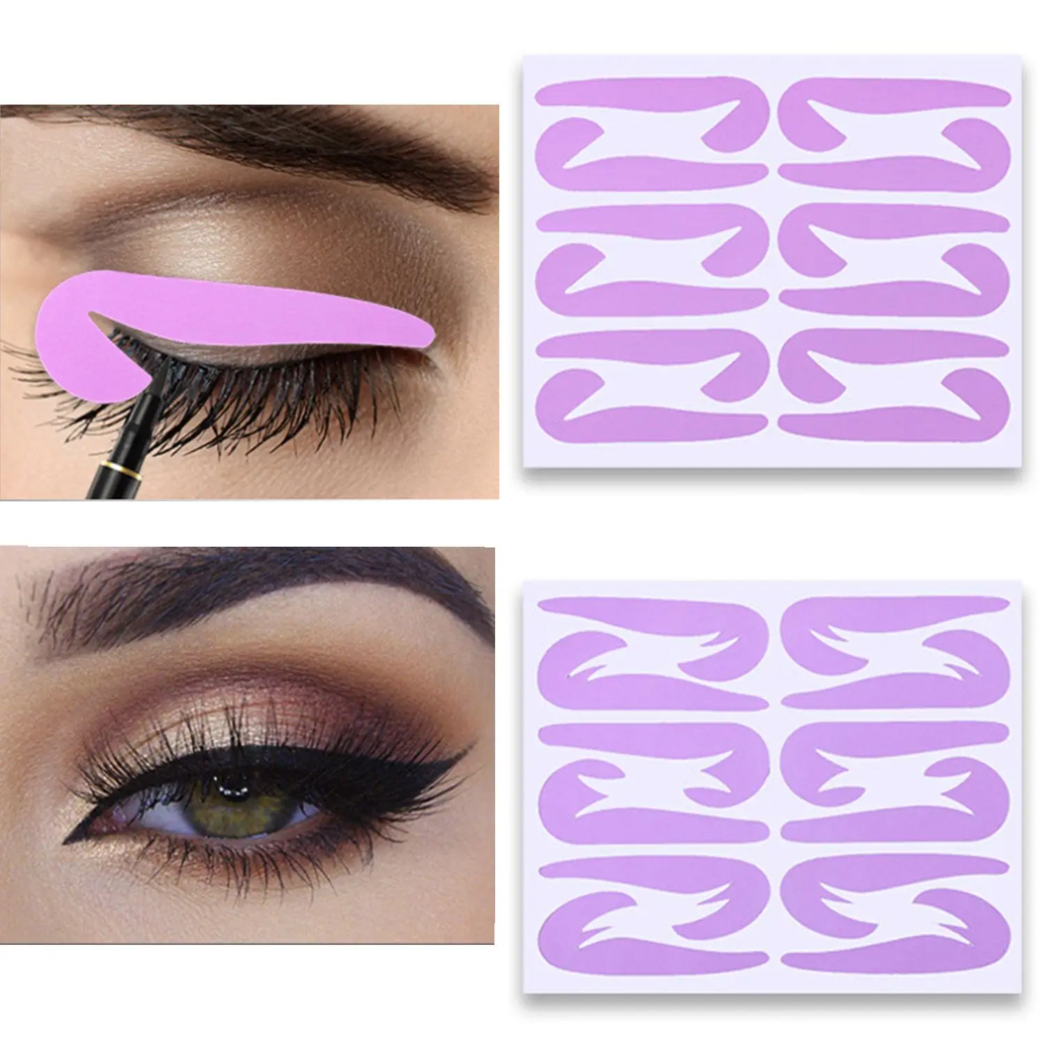 24pcs Eye Makeup Stencils Sticker Card Eyeliner Template Eyeliner
