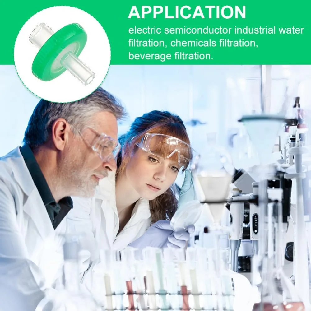 100 Pcs Syringe Filters 13mm 0.22&mu;m Syringe Filter PLastic Unsterilized Filters 4mm Inner Diameter 2mm Hole