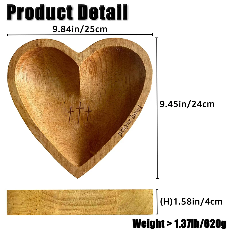 Prayer Bowl With Cards Wooden Heart Prayer Bowl Christian Gifts Heart Shaped Decoration Religious Dough Home