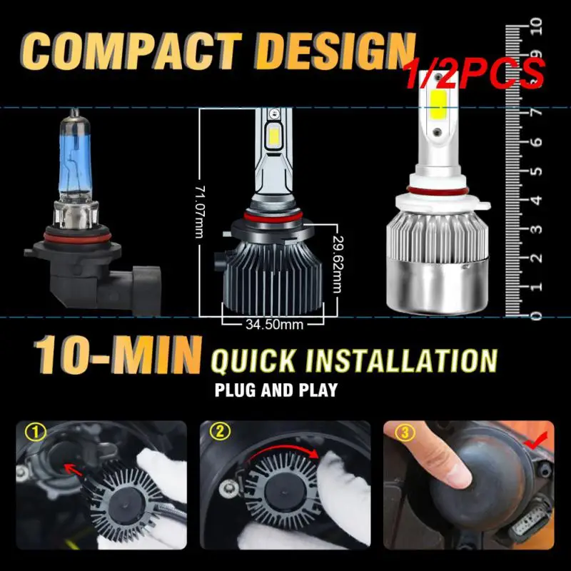 

1/2 шт., портативная автомобильная лампа, 6000k, с низким энергопотреблением