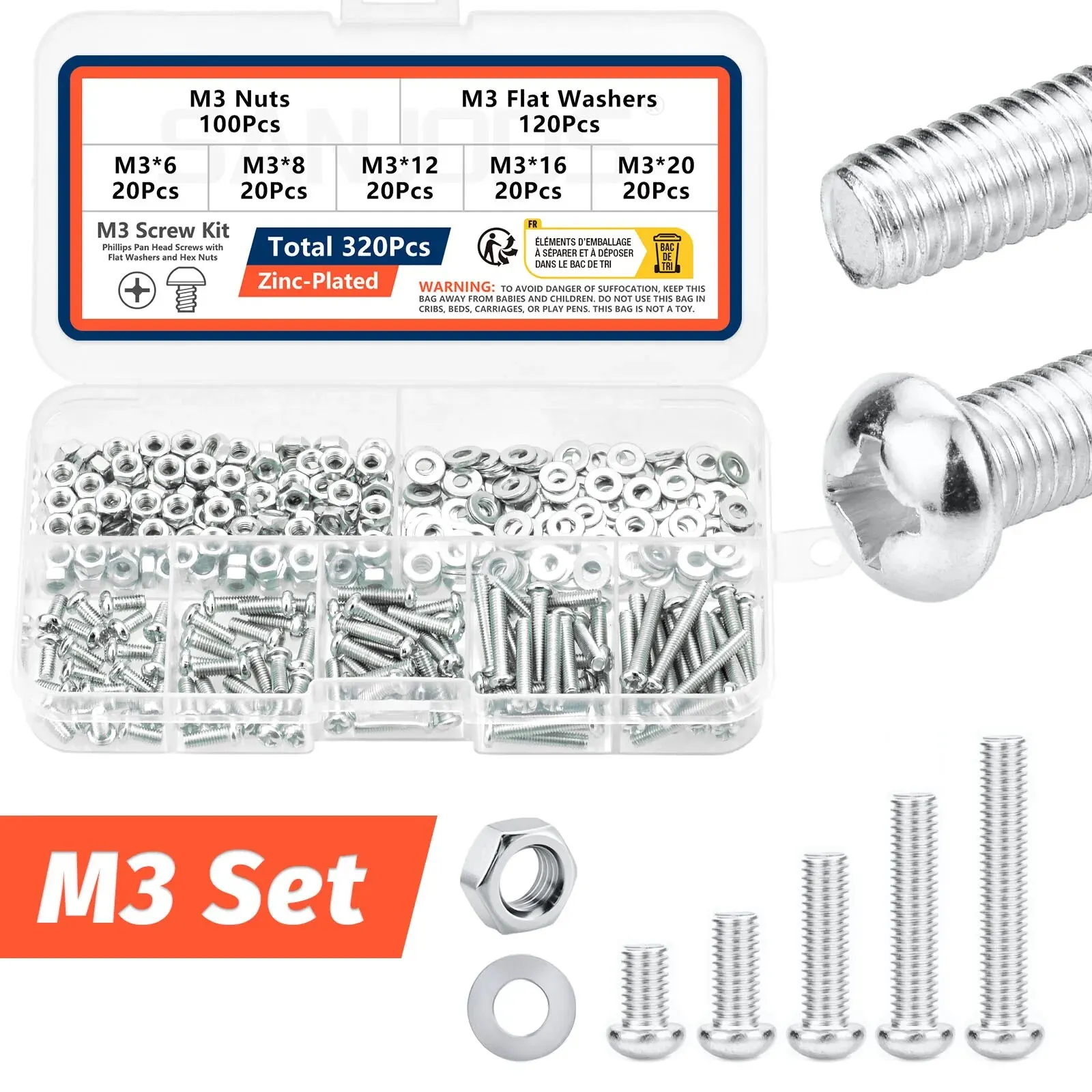Versatile Metric Fasteners Assortment Kit with Nuts & Washers - Ideal