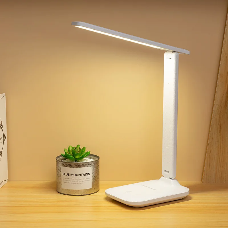 Desk Lamp LED Touch Switch White Folding Desk Lamp Bedroom Bedside Study Reading Eye Care Night Lamp USB Plug-in Dimmable White 3