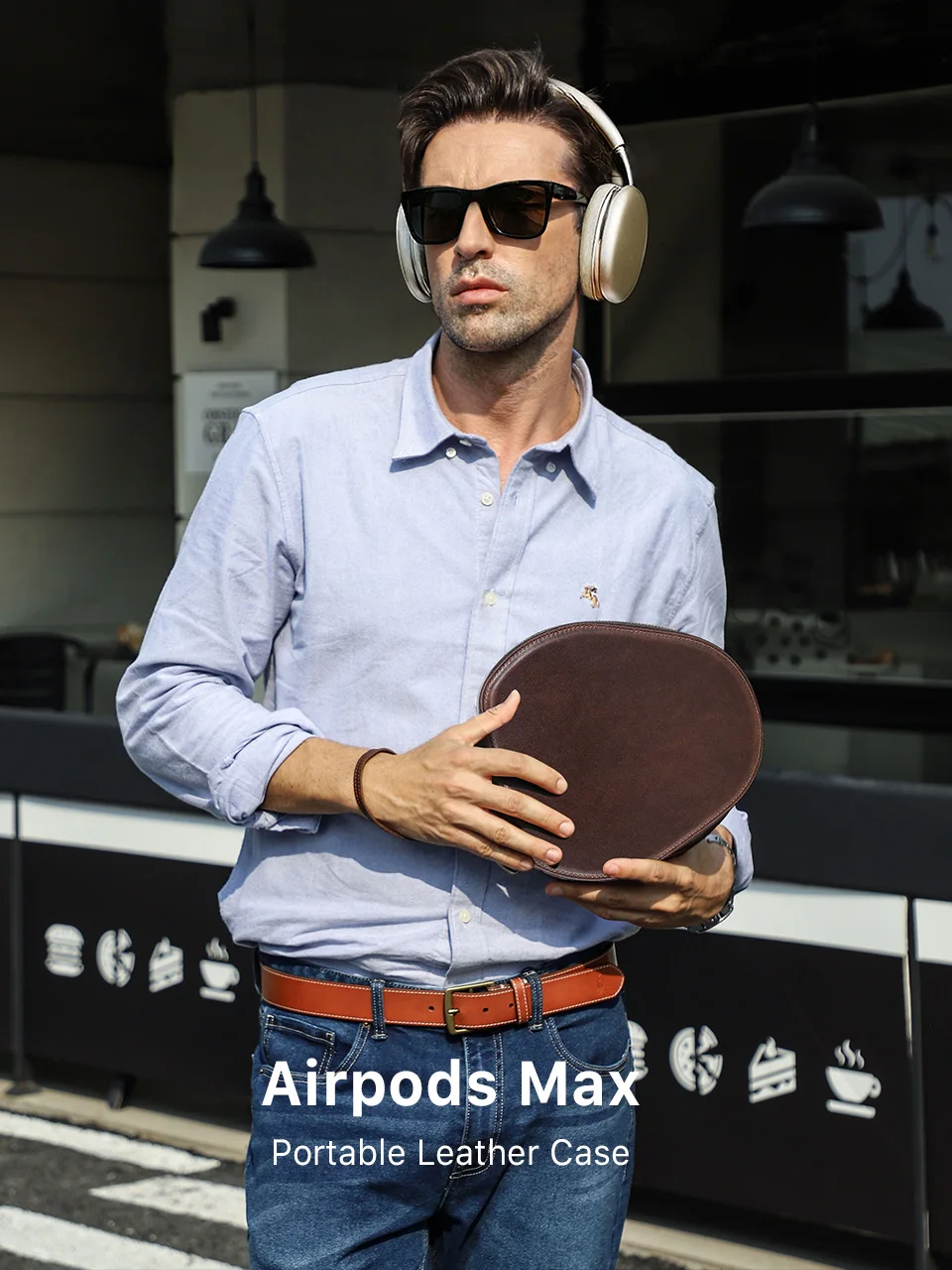 Genuine Leather Case for Apple AirPods Max SONY WH1000 XM4 Headphone Travel Carrying Case Protective Cover Portable Storage Box