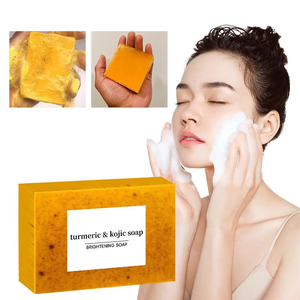 Turmeric Kojic Acid Soap Facial Cleaning Lemon Soap Moisturizing Turmeric Soap  Cleaning Soap For Face Body Skin Care 2