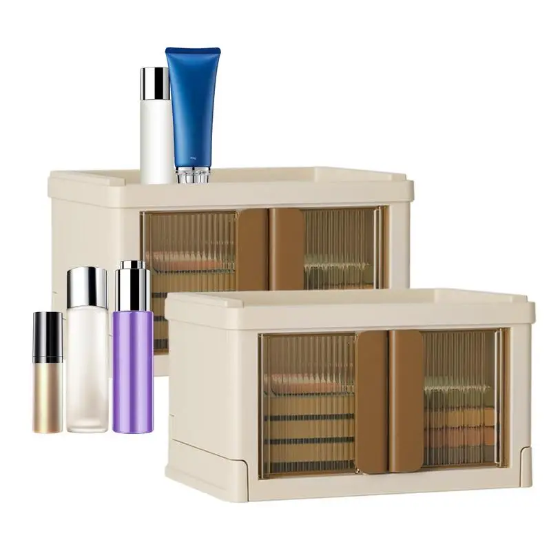 

Складной ящик для хранения с двумя дверцами, складные ящики, штабелируемые настольные контейнеры для хранения, складной органайзер для игрушек, коробка