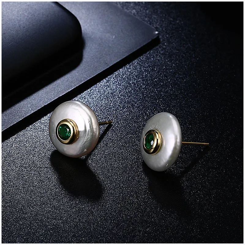 Hongye Hot Sale Natural Freshwater Pearl Earrings for Women 100% 925 Sterling Silver Stud Earrings Baroque sapphire Jewelry