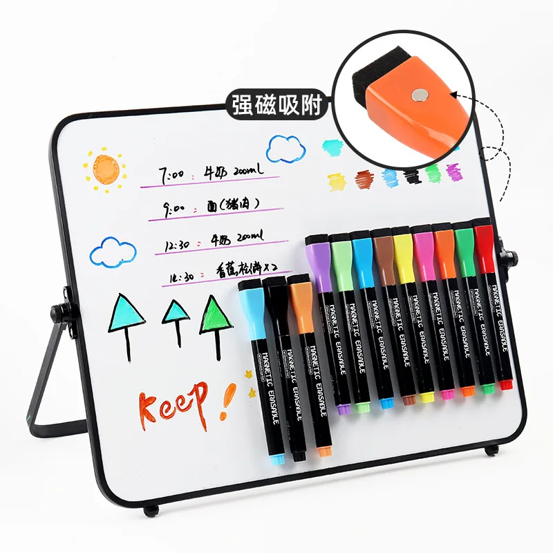 2024 다채로운 학교 교실 용품, 마그네틱 지우개 화이트보드 펜 마커, 건식 지우개 페이지, 어린이 그림, 12 개/세트