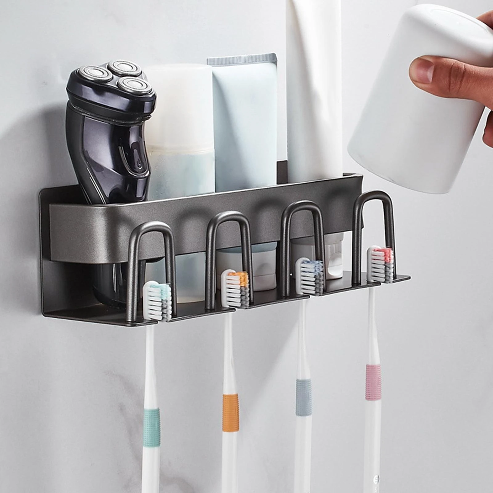 Organizador de montaje para cepillos de dientes, de almacenamiento para accesorios baño, cuarto de baño, - AliExpress