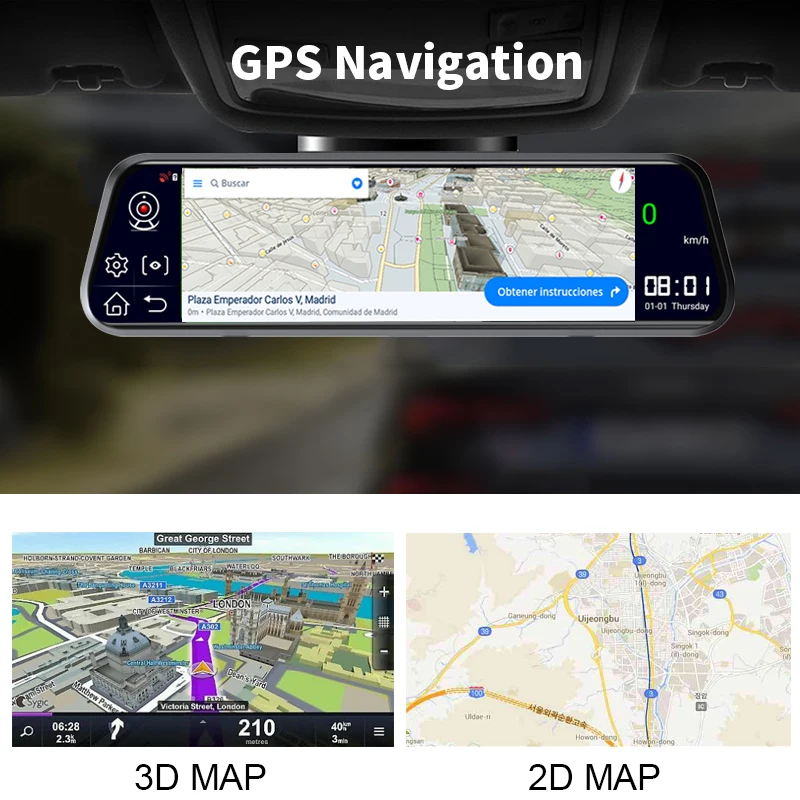 10' 4G ADAS Android Car DVR GPS Navigation Dual Lens Dash Cam 1080P Mirror Rear Camera Video Recorder Registrator 24H Monitor