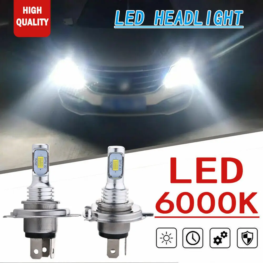 

2x 70W H4 9003 High Low Beam 2SMD LED Headlight Driving Lights Bulb 6000k White